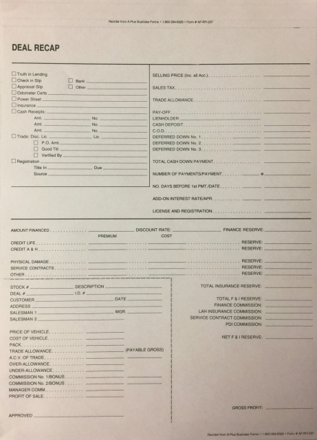 AP-RFI-237 • Deal Recap Form